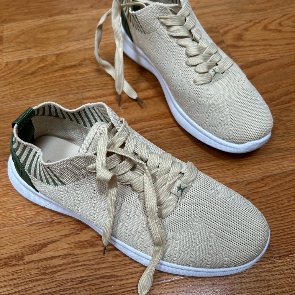 Beige and Green Sneakers